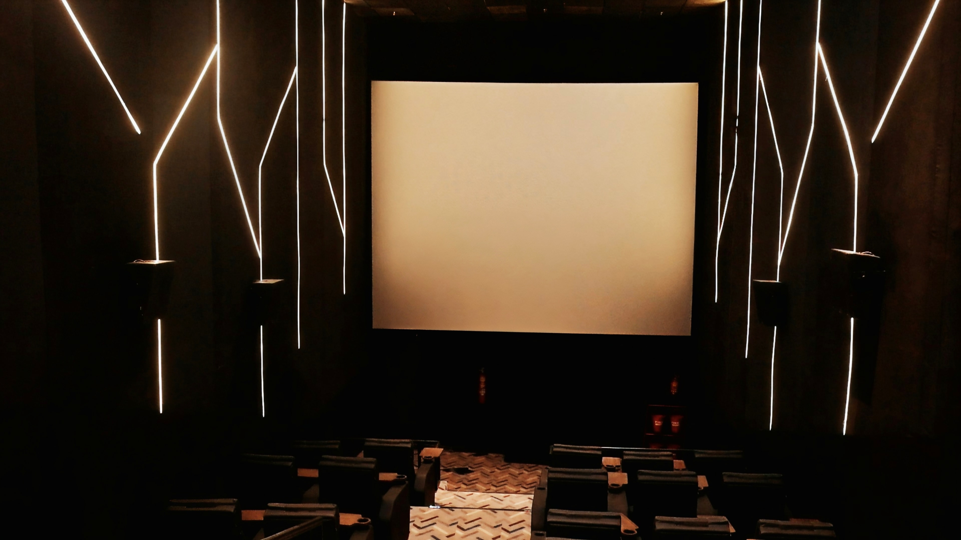 JP DD Cinemas Satna screen with neon lights